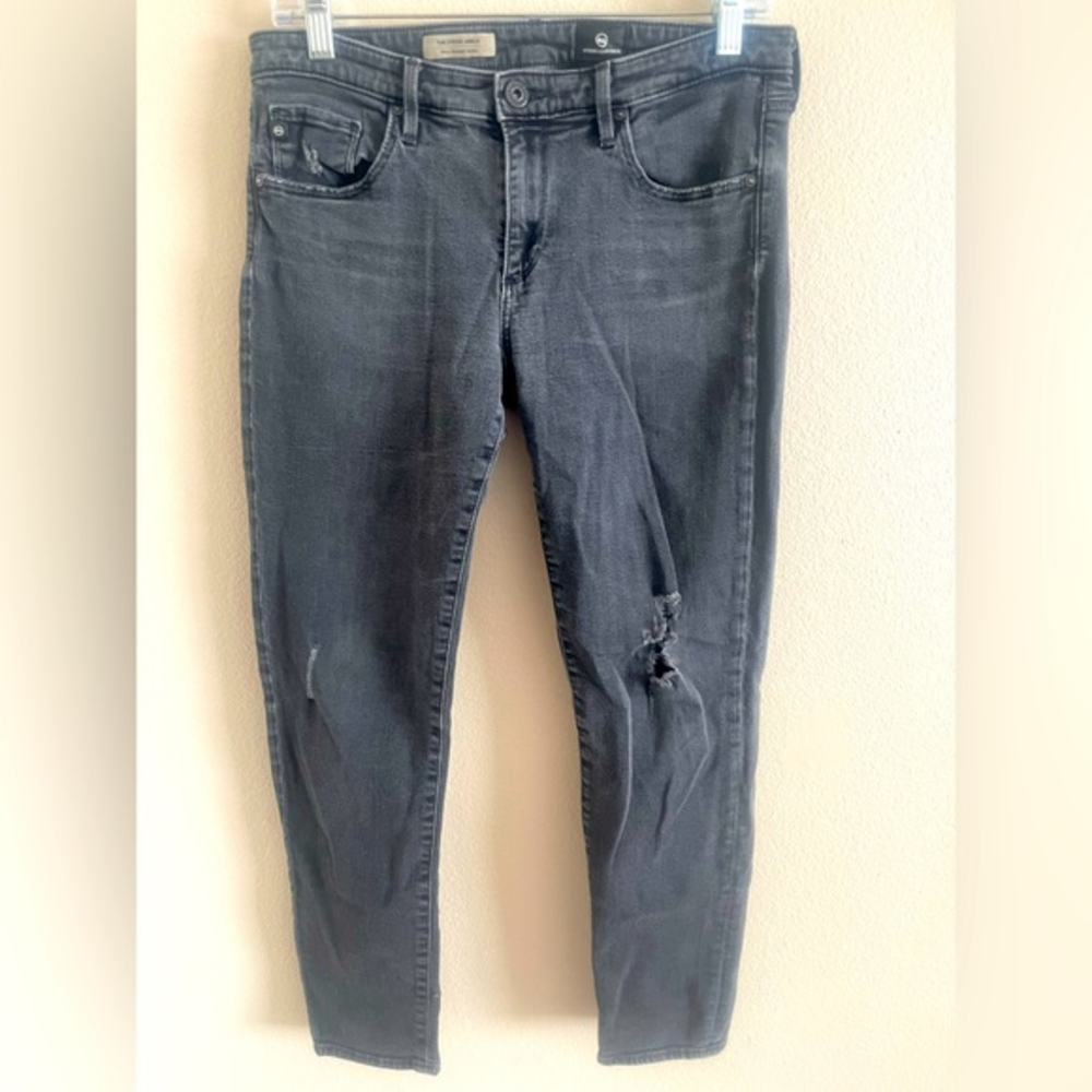 AG Women’s The Stevie Slim Straight Ankle Black‎ Washed Out Jeans size 30R